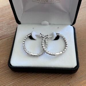 BRAND NEW Sterling Silver 925 Hoop Earrings - Hinge Open
